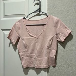 Lululemon Nulu Cropped Slim Yoga Short Sleeve Tee Pink